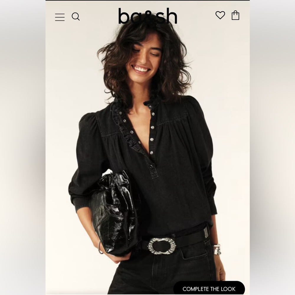 ba&sh Midnight Black Blouse with Silver Accents